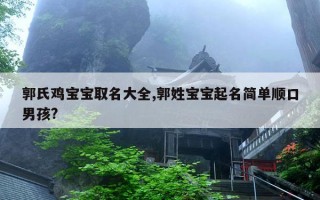 郭氏鸡宝宝取名大全,郭姓宝宝起名简单顺口男孩?